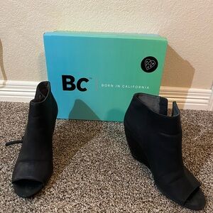 Black Peep Toe Ankle Boots